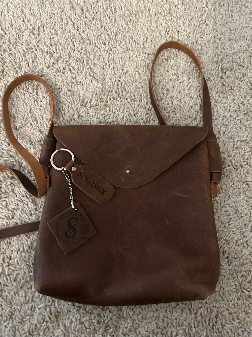 100% Full Grain Leather Brown Leather Crossbody Bag